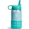 imageHYDRO FLASK Kids Water Bottle Jr Stainless Steel Insulated With Straw Cap for Water Milk Juice School Camp Sport Play and Lunch Easy to Clean LeakResistantDew Blue