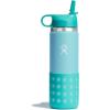 imageHYDRO FLASK Kids Water Bottle Jr Stainless Steel Insulated With Straw Cap for Water Milk Juice School Camp Sport Play and Lunch Easy to Clean LeakResistantDew Blue