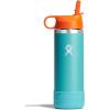 imageHYDRO FLASK Kids Water Bottle Jr Stainless Steel Insulated With Straw Cap for Water Milk Juice School Camp Sport Play and Lunch Easy to Clean LeakResistantSeaspray