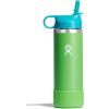imageHYDRO FLASK Kids Water Bottle Jr Stainless Steel Insulated With Straw Cap for Water Milk Juice School Camp Sport Play and Lunch Easy to Clean LeakResistantGrass