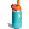 imageHYDRO FLASK Kids Water Bottle Jr Stainless Steel Insulated With Straw Cap for Water Milk Juice School Camp Sport Play and Lunch Easy to Clean LeakResistantSeaspray