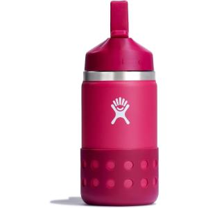 imageHYDRO FLASK Kids Water Bottle Jr Stainless Steel Insulated With Straw Cap for Water Milk Juice School Camp Sport Play and Lunch Easy to Clean LeakResistantPeony