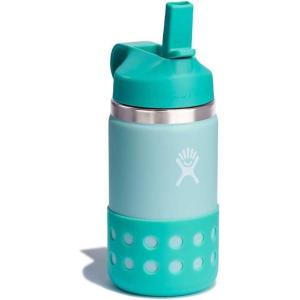 imageHYDRO FLASK Kids Water Bottle Jr Stainless Steel Insulated With Straw Cap for Water Milk Juice School Camp Sport Play and Lunch Easy to Clean LeakResistantDew Blue