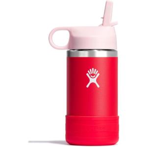 imageHYDRO FLASK Kids Water Bottle Jr Stainless Steel Insulated With Straw Cap for Water Milk Juice School Camp Sport Play and Lunch Easy to Clean LeakResistantGoji Red