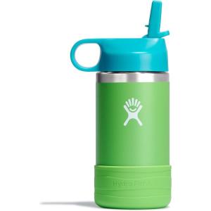 imageHYDRO FLASK Kids Water Bottle Jr Stainless Steel Insulated With Straw Cap for Water Milk Juice School Camp Sport Play and Lunch Easy to Clean LeakResistantGrass