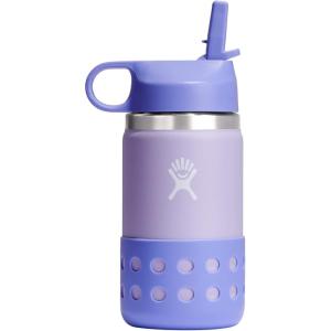 imageHYDRO FLASK Kids Water Bottle Jr Stainless Steel Insulated With Straw Cap for Water Milk Juice School Camp Sport Play and Lunch Easy to Clean LeakResistantWisteria