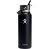 imageHYDRO FLASK Wide Mouth vacuum insulated stainless steel water bottle with leakproof closeable straw lid for cold water drinks sports travel car and schoolBlack
