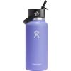 imageHYDRO FLASK Wide Mouth vacuum insulated stainless steel water bottle with leakproof closeable straw lid for cold water drinks sports travel car and schoolLupine