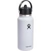 imageHYDRO FLASK Wide Mouth vacuum insulated stainless steel water bottle with leakproof closeable straw lid for cold water drinks sports travel car and schoolWhite
