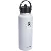 imageHYDRO FLASK Wide Mouth vacuum insulated stainless steel water bottle with leakproof closeable straw lid for cold water drinks sports travel car and schoolWhite