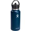 imageHYDRO FLASK Wide Mouth vacuum insulated stainless steel water bottle with leakproof closeable straw lid for cold water drinks sports travel car and schoolIndigo