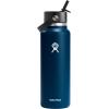 imageHYDRO FLASK Wide Mouth vacuum insulated stainless steel water bottle with leakproof closeable straw lid for cold water drinks sports travel car and schoolIndigo