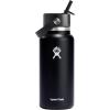 imageHYDRO FLASK Wide Mouth vacuum insulated stainless steel water bottle with leakproof closeable straw lid for cold water drinks sports travel car and schoolBlack