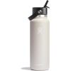imageHYDRO FLASK Wide Mouth vacuum insulated stainless steel water bottle with leakproof closeable straw lid for cold water drinks sports travel car and schoolOat