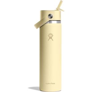 imageHYDRO FLASK Wide Mouth vacuum insulated stainless steel water bottle with leakproof closeable straw lid for cold water drinks sports travel car and schoolStarlight