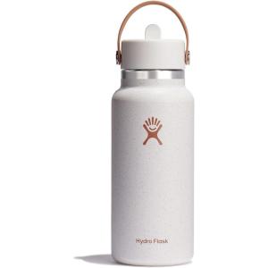 imageHYDRO FLASK Wide Mouth vacuum insulated stainless steel water bottle with leakproof closeable straw lid for cold water drinks sports travel car and schoolSeasalt