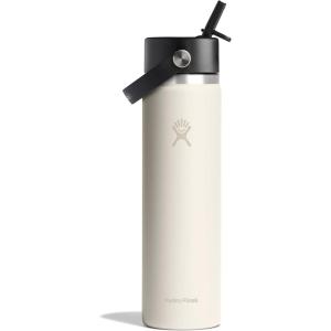 imageHYDRO FLASK Wide Mouth vacuum insulated stainless steel water bottle with leakproof closeable straw lid for cold water drinks sports travel car and schoolIvory
