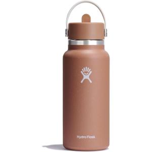 imageHYDRO FLASK Wide Mouth vacuum insulated stainless steel water bottle with leakproof closeable straw lid for cold water drinks sports travel car and schoolSandy