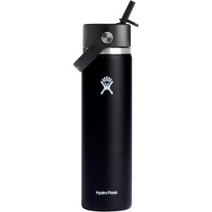 imageHYDRO FLASK Wide Mouth vacuum insulated stainless steel water bottle with leakproof closeable straw lid for cold water drinks sports travel car and schoolBlack