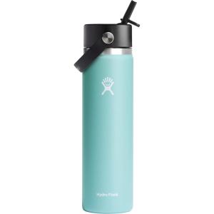 imageHYDRO FLASK Wide Mouth vacuum insulated stainless steel water bottle with leakproof closeable straw lid for cold water drinks sports travel car and schoolDew