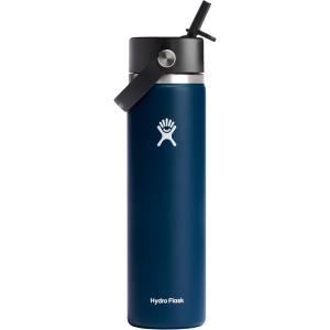 imageHYDRO FLASK Wide Mouth vacuum insulated stainless steel water bottle with leakproof closeable straw lid for cold water drinks sports travel car and schoolIndigo