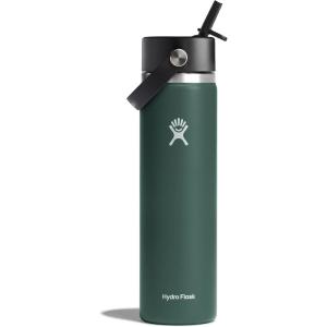 imageHYDRO FLASK Wide Mouth vacuum insulated stainless steel water bottle with leakproof closeable straw lid for cold water drinks sports travel car and schoolFir