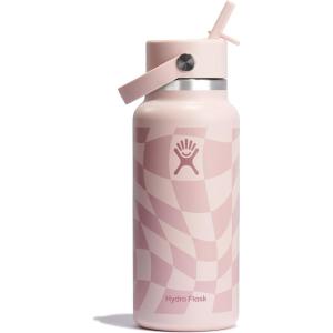 imageHYDRO FLASK Wide Mouth vacuum insulated stainless steel water bottle with leakproof closeable straw lid for cold water drinks sports travel car and schoolCheckered Ecru
