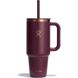 imageHydro Flask Travel Tumbler Stainless Steel Insulated Cup with Lid and Straw for Cold Water and Drinks for Sports School Work Car Travel and WeekendsBlack Cherry Rose Gold