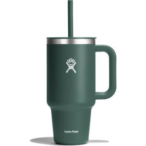 imageHydro Flask Travel Tumbler Stainless Steel Insulated Cup with Lid and Straw for Cold Water and Drinks for Sports School Work Car Travel and WeekendsFir