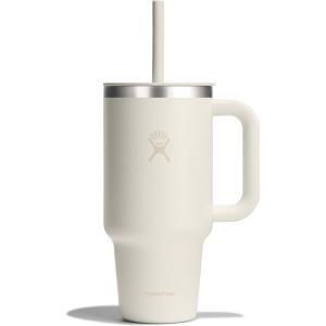 imageHydro Flask Travel Tumbler Stainless Steel Insulated Cup with Lid and Straw for Cold Water and Drinks for Sports School Work Car Travel and WeekendsIvory