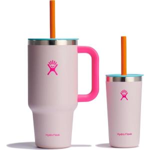 imageHydro Flask Travel Tumbler Stainless Steel Insulated Cup with Lid and Straw for Cold Water and Drinks for Sports School Work Car Travel and WeekendsTulip