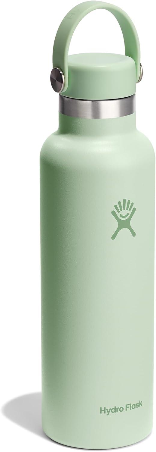 imageHydro Flask Stainless Steel Standard Mouth Water Bottle with Flex Cap and DoubleWall Vacuum InsulationAloe