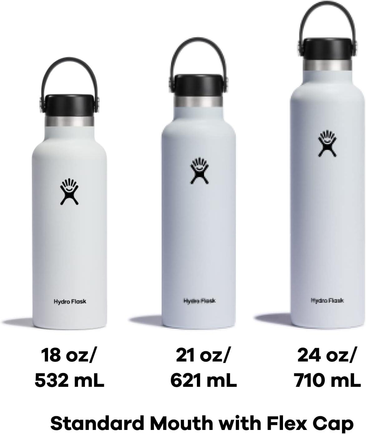 imageHydro Flask Stainless Steel Standard Mouth Water Bottle with Flex Cap and DoubleWall Vacuum InsulationBlack