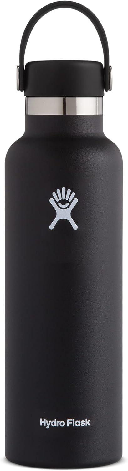 imageHydro Flask Stainless Steel Standard Mouth Water Bottle with Flex Cap and DoubleWall Vacuum InsulationBlack