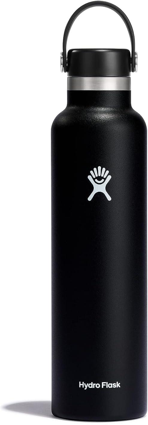 imageHydro Flask Stainless Steel Standard Mouth Water Bottle with Flex Cap and DoubleWall Vacuum InsulationBlack