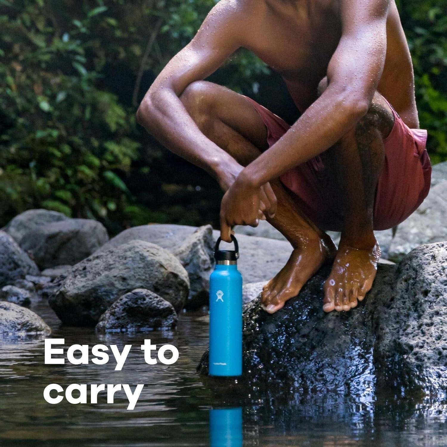 imageHydro Flask Stainless Steel Standard Mouth Water Bottle with Flex Cap and DoubleWall Vacuum InsulationCascade Blue