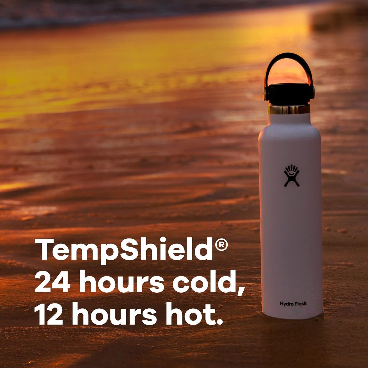 imageHydro Flask Stainless Steel Standard Mouth Water Bottle with Flex Cap and DoubleWall Vacuum InsulationFossil Brown