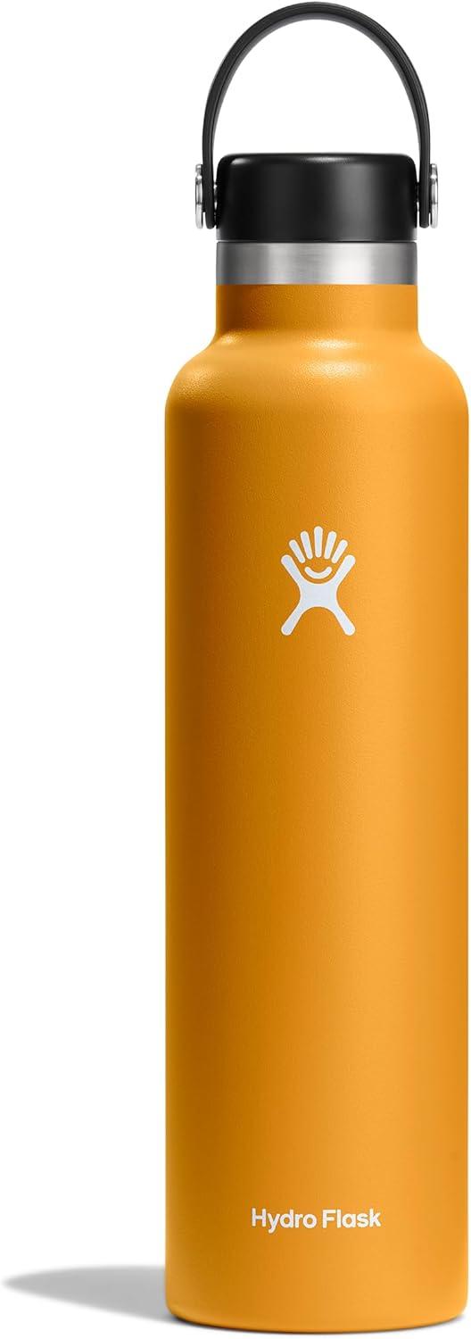 imageHydro Flask Stainless Steel Standard Mouth Water Bottle with Flex Cap and DoubleWall Vacuum InsulationFossil Brown