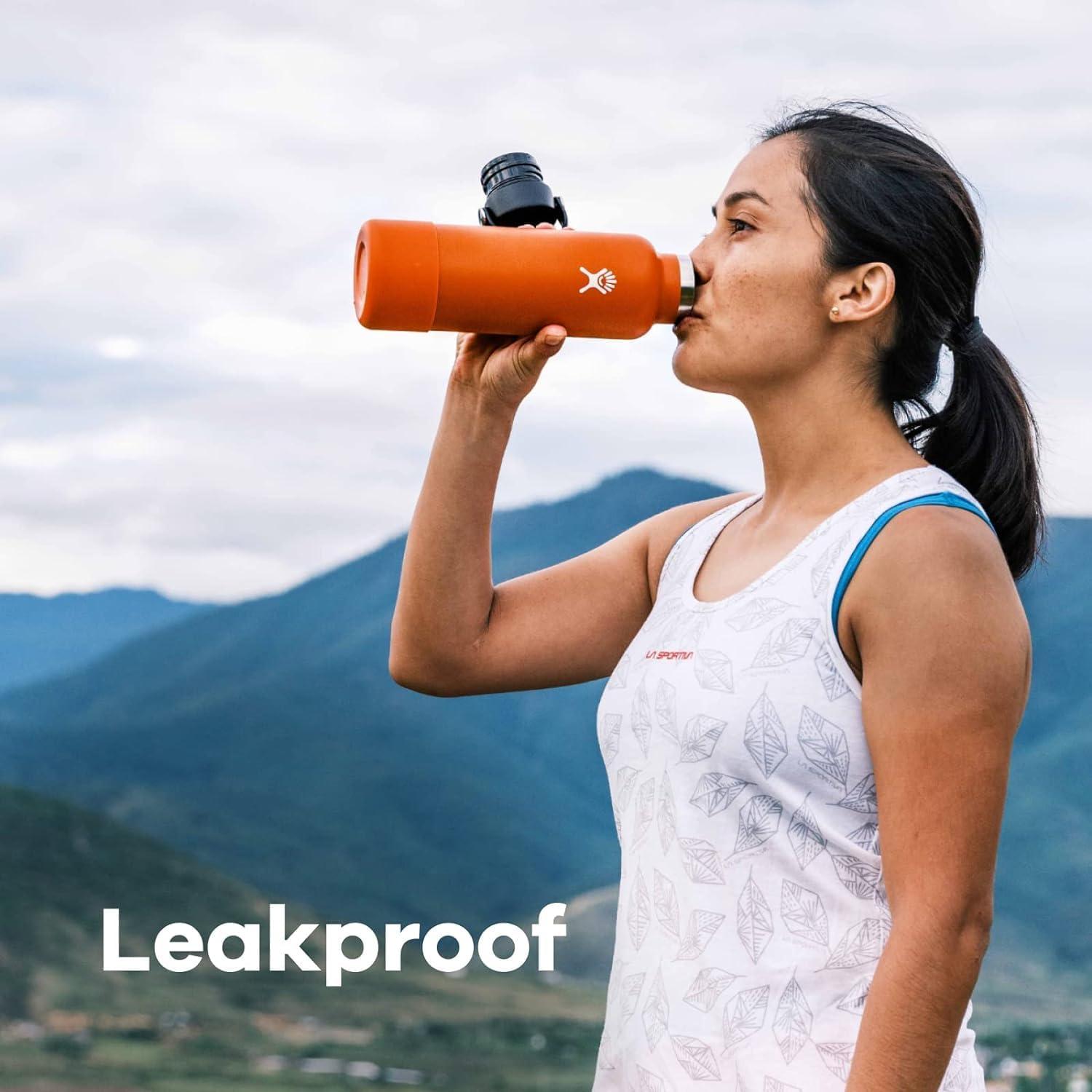 imageHydro Flask Stainless Steel Standard Mouth Water Bottle with Flex Cap and DoubleWall Vacuum InsulationFossil Brown