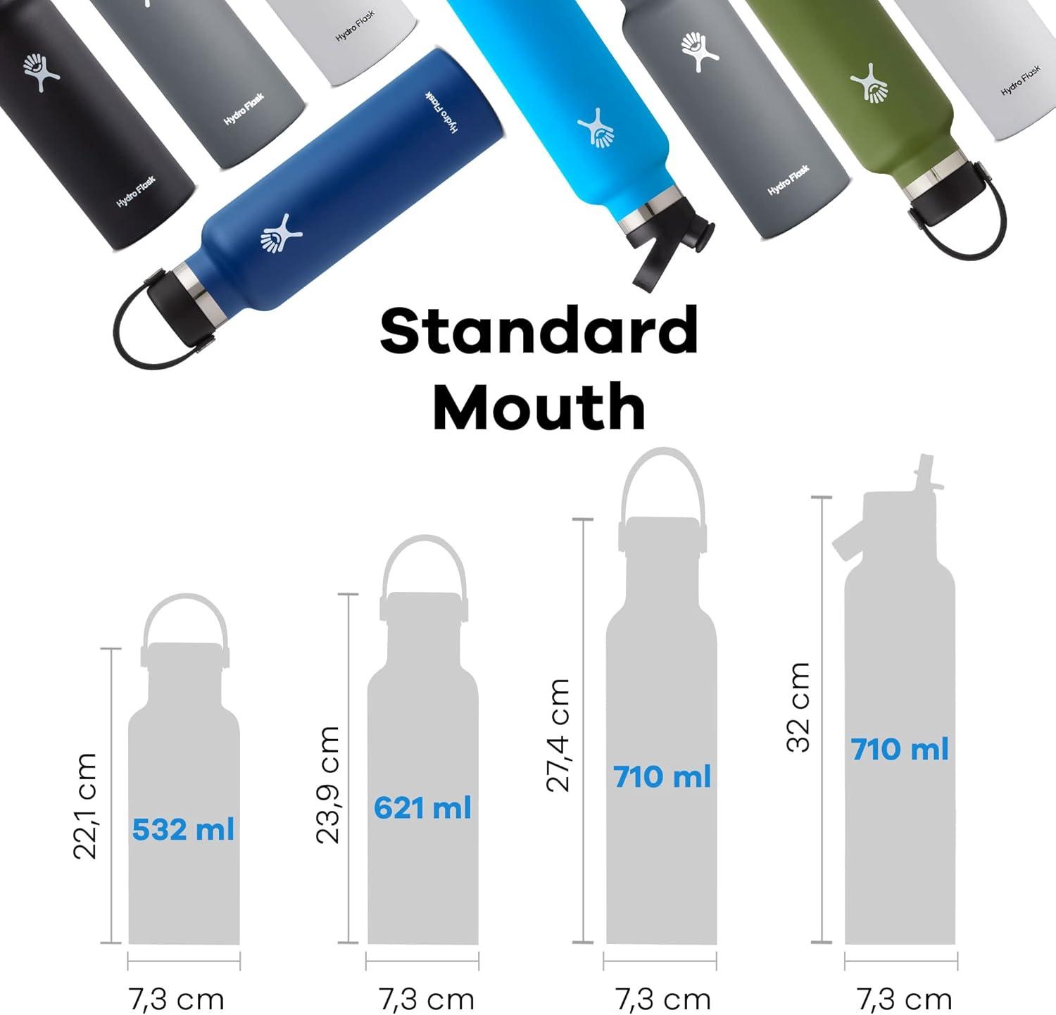 imageHydro Flask Stainless Steel Standard Mouth Water Bottle with Flex Cap and DoubleWall Vacuum InsulationStone Gray