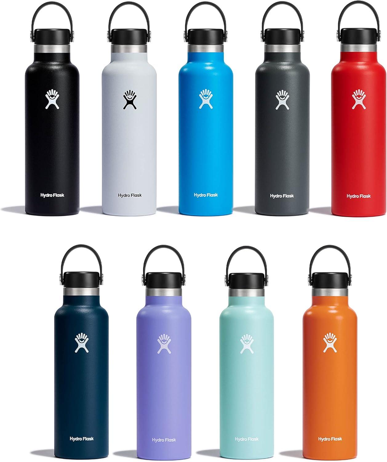 imageHydro Flask Stainless Steel Standard Mouth Water Bottle with Flex Cap and DoubleWall Vacuum InsulationStone Gray