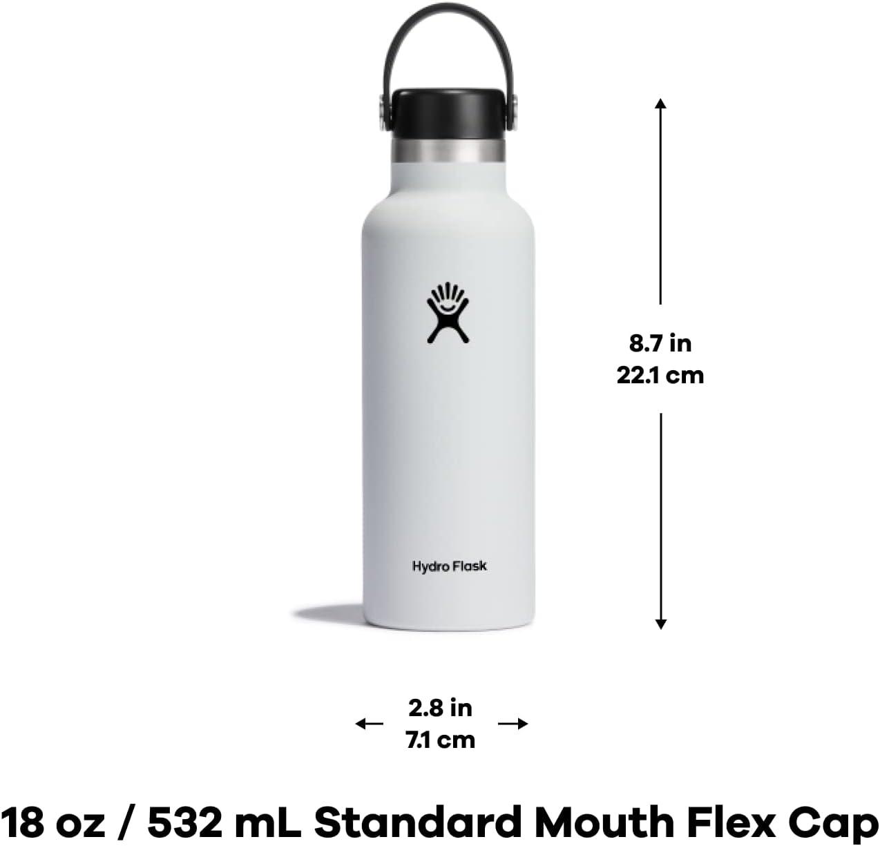 imageHydro Flask Stainless Steel Standard Mouth Water Bottle with Flex Cap and DoubleWall Vacuum InsulationStone Gray