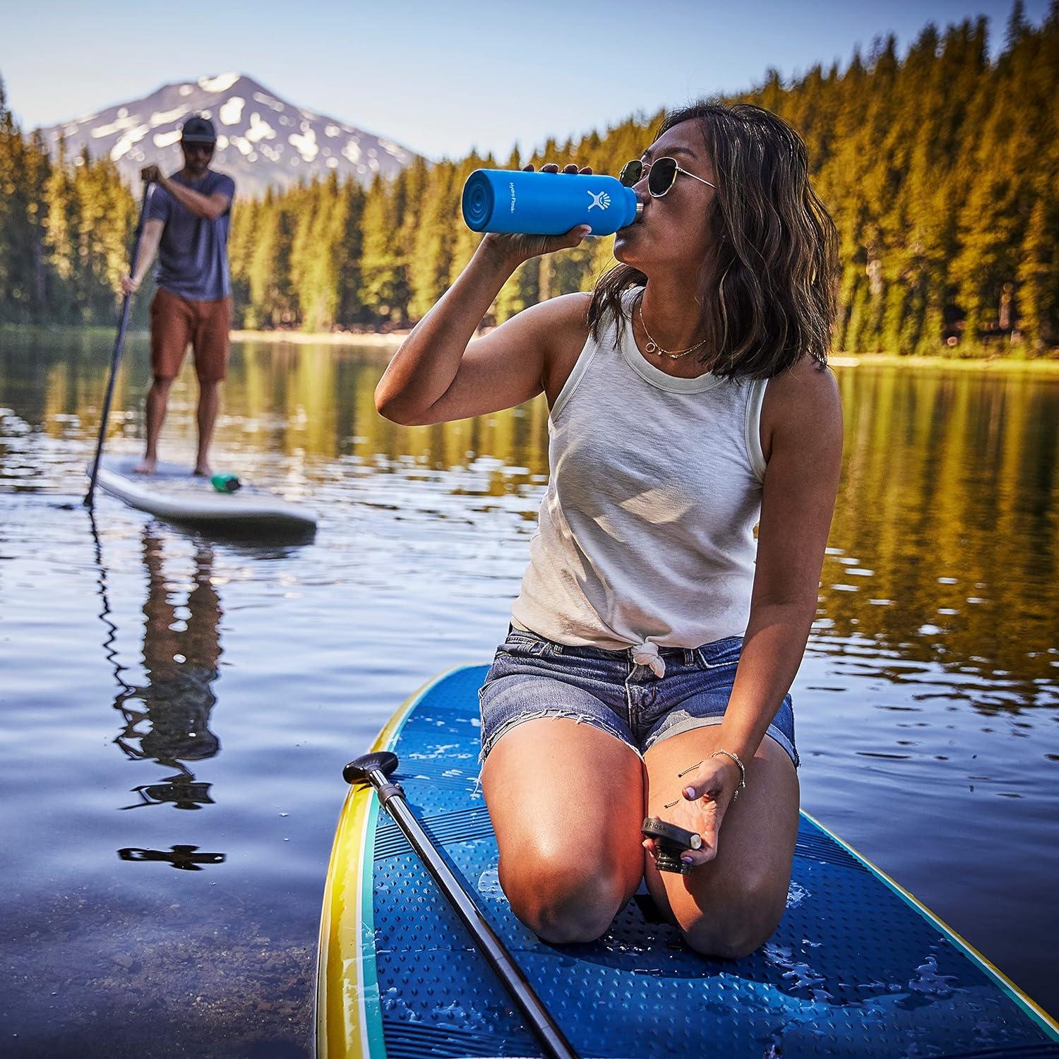 imageHydro Flask Stainless Steel Standard Mouth Water Bottle with Flex Cap and DoubleWall Vacuum InsulationStone Gray