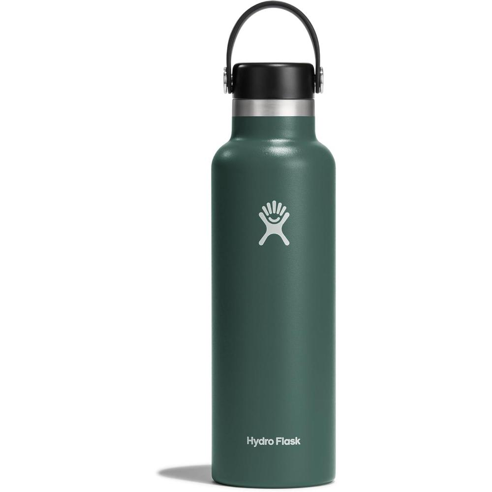 imageHydro Flask Stainless Steel Standard Mouth Water Bottle with Flex Cap and DoubleWall Vacuum InsulationFir Green