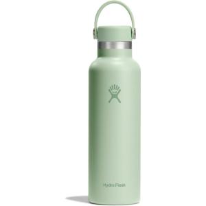 imageHydro Flask Stainless Steel Standard Mouth Water Bottle with Flex Cap and DoubleWall Vacuum InsulationAloe