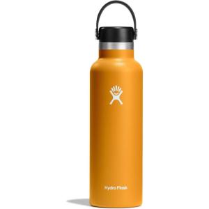 imageHydro Flask Stainless Steel Standard Mouth Water Bottle with Flex Cap and DoubleWall Vacuum InsulationFossil Brown