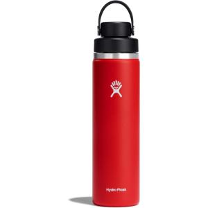 imageHYDRO FLASK Wide Mouth Chug Cap vacuum insulated stainless steel water bottle with leakproof closeable lid for cold water drinks sports travel car and schoolGoji Red