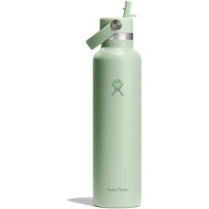imageHydro Flask 24 Oz Stainless Steel Standard Mouth Water Bottle with Flex Straw Cap and DoubleWall Vacuum InsulationAloe