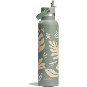 imageHydro Flask 24 Oz Stainless Steel Standard Mouth Water Bottle with Flex Straw Cap and DoubleWall Vacuum InsulationBotanical Bliss Agave