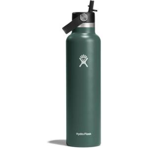 imageHydro Flask 24 Oz Stainless Steel Standard Mouth Water Bottle with Flex Straw Cap and DoubleWall Vacuum InsulationFir